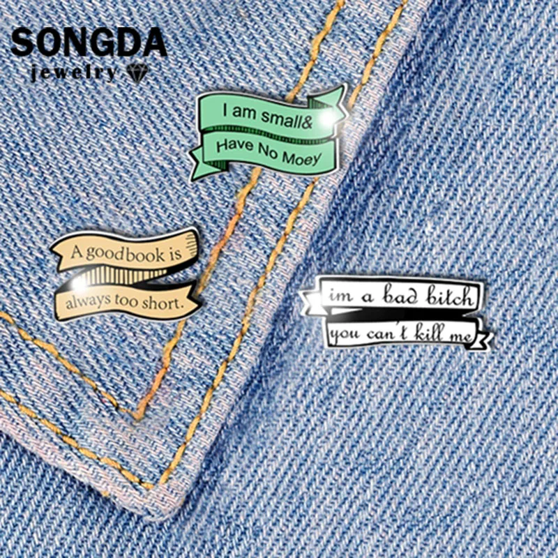 Забавные булавки SONGDA баннер Я маленький и без денег броши Значки для одежды