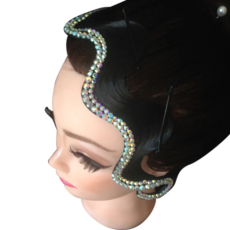 Ballroom dance accessories headpiece Imitation Diamond Waltz Tango Headgear contest Performance Dancewear For women