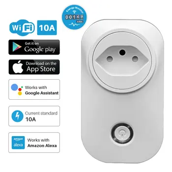 

Smart Plug WiFi Socket Brazil Standard With Energy Monitor Power outlet Multi Plug APP Control Works With Alexa Google Assistant
