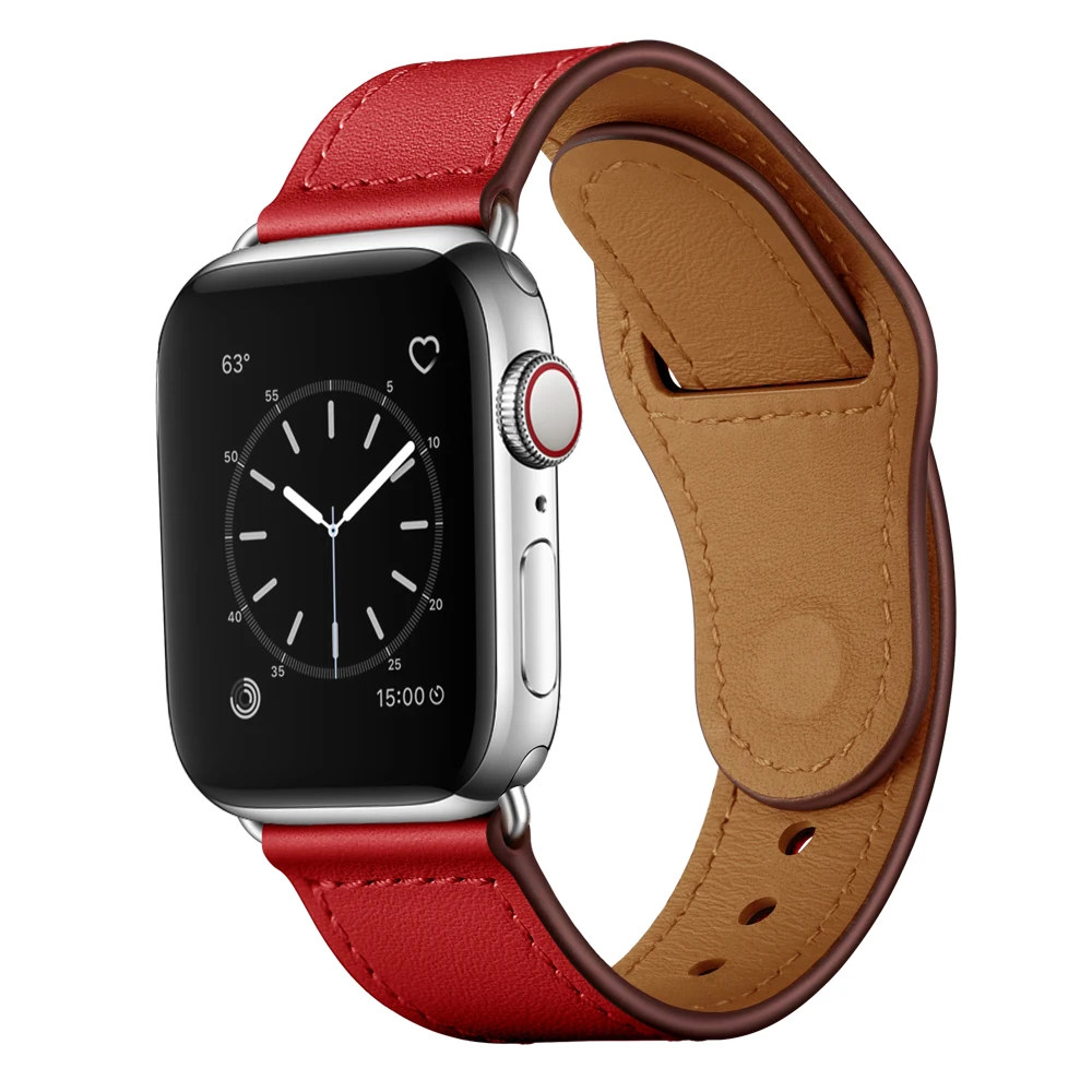 Браслет pour для apple watch series 5/4/3/2/1 наручных часов iWatch, большие размеры 40-44 мм браслет de sport en cuir véritable Swift и fermeture а-ля основных