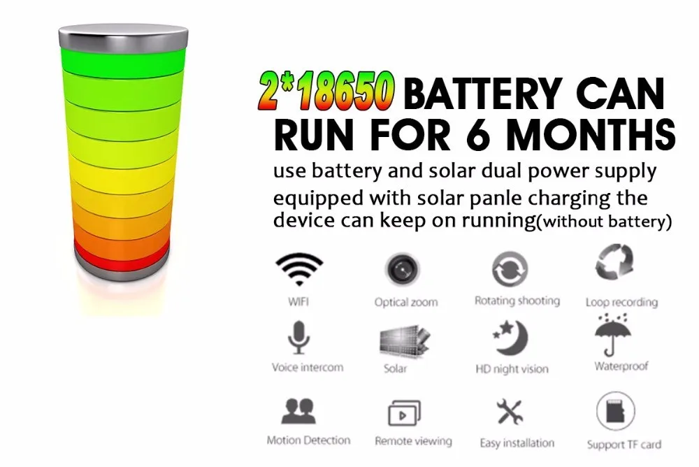 22Camera Solar HD CCTV Security Surveillance IP Camera WI-FI Wireless Outdoor IP67 Waterproof Powered Cloud IR P2P Outside Camera