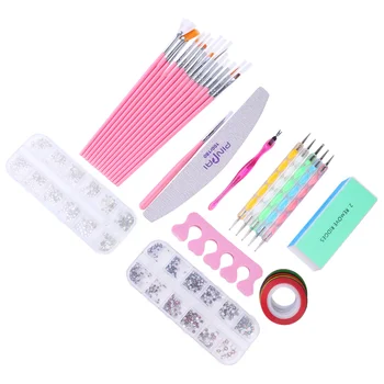 

1 Set Creative Nail Art Tool Kit Rhinestone Rivets Nail Pen Nail File Nail Drill Rhinestone for Women Ladies (Assorted Color)