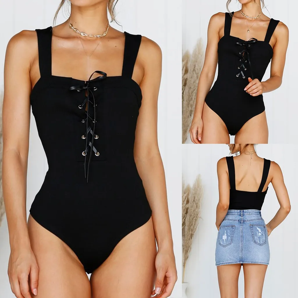 Новые Модные женские сексуальные боди с высокой талией комбинезон без рукавов