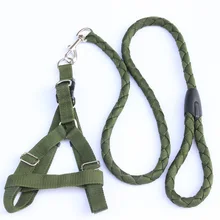 Pet Traction Rope Army Green Large Dog Rope Collar Ring Dog Chain Chest Strap Dog Harness Dog Leash for Medium and Large Dog