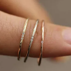 Elegant Gold - Plated Minimalist Zircon Ring - 8 (Two Stone)
