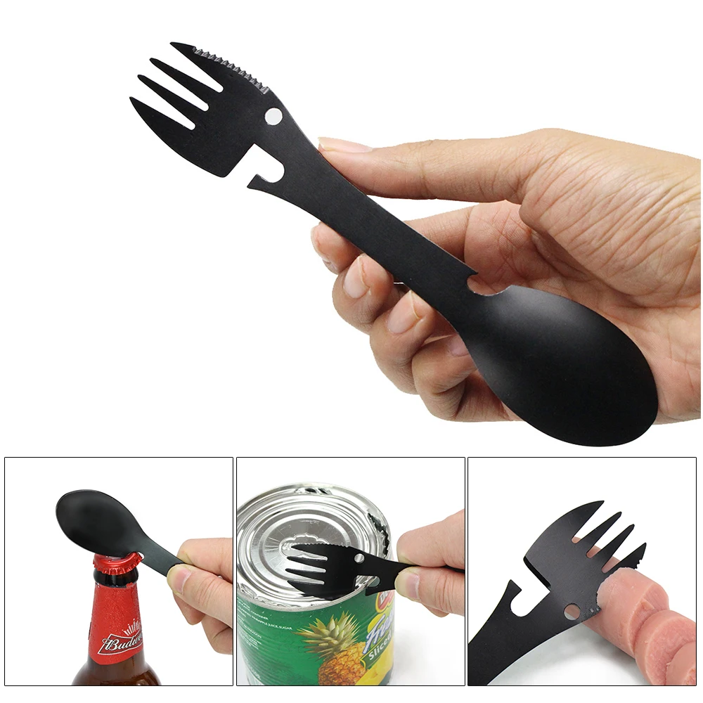 Outdoor Tools Camping Multi-functional Fold Tableware Fork EDC Kit Knife Spoon Bottle Can Opener Cooking | Спорт и развлечения