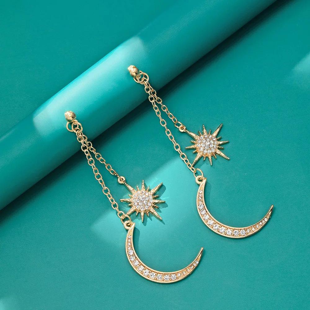 LEGENSTAR блестящая кристаллическая звезда серьги в форме Луны для женщин Шарм Висячие серьги-гвоздики модные ювелирные изделия сережки