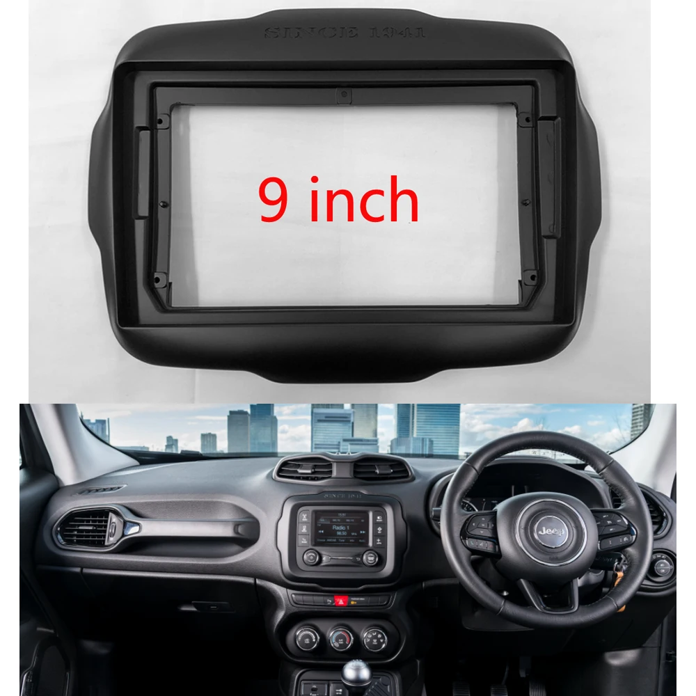 2 Din 9 Inch Car Radio Plastic Fascia Panel Frame for JEEP Renegade 2016~2020 Installation DVD GPS Mp5 ABS+PC Dash Mount Kit | Автомобили
