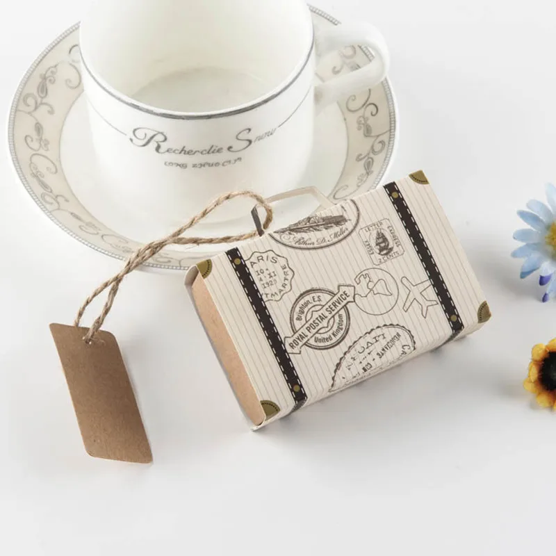 10 шт. чемодан конфеты Коробки Подарочная коробка из крафт бумаги одежда для