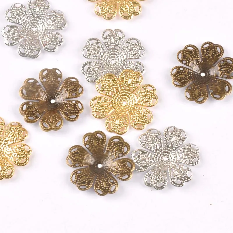 Gold/silver/Bronze 10 Style Flowers Wraps Filigree Connectors For Scrapbooking Embellishments Metal Crafts Decor 20pcs YK0762