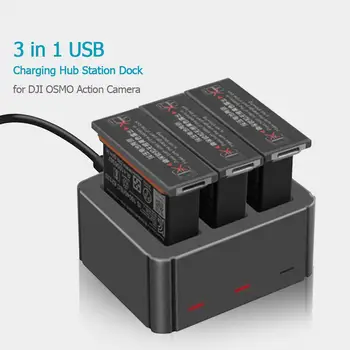 

3 in 1 USB Charger Type-C Charging Port Battery Charging Box for DJI OSMO Action Improving Charging Efficiency 55x47x25mm