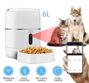 

Smart Life(Tuya) 6LWifi Remote Control Fashion Smart Automatic Pet Feeder Dogs Cat Food With Video Monitor for Smart home