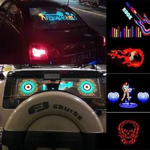 ESUPPORT 45 x 11cm Sound Music Activate Sensor Car Auto Sticker LED Light  Equalizer Glow Blue