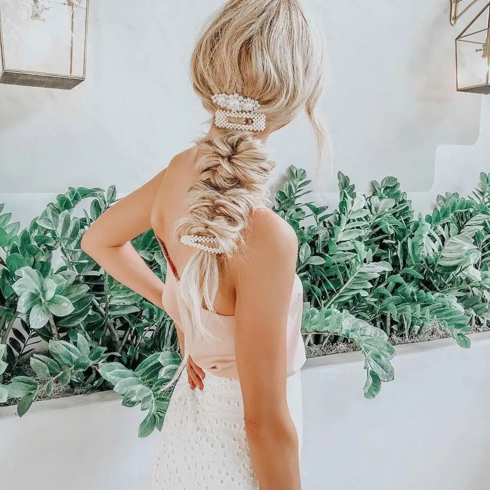 Girlgo Boho Ins, модные, имитация жемчужные Заколки для женщин, красочный кристалл, Элегантные Заколки для волос, аксессуары, ювелирные изделия, подарки для девочек