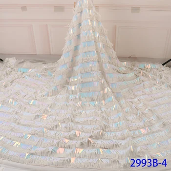 

NIAI Latest African White Lace Fabric 2019 High Quality Nigerian French Net Sequins Embroidery Tulle Lace For Dress XY2993B-4