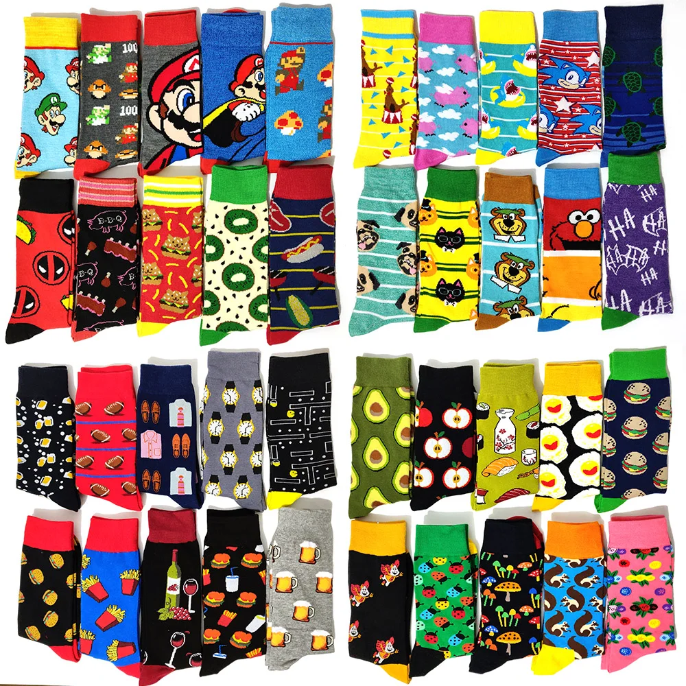 5 пар/упак. Смешные новинки мужские хлопковые носки с рисунком кролика