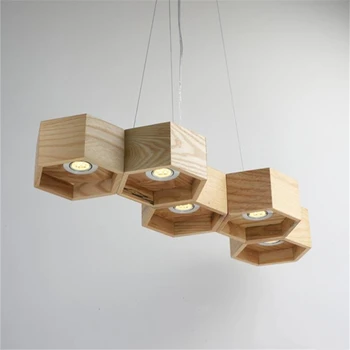

Japanese Style Art Dining Room Lights Creative Personality Loft Wooden Honeycomb Pendant Light Living Room Lamp Fixtures