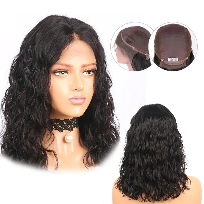 synthetic fib Hair Lace Front Wigs Veil In Closure Water Wave Wig Glueless Brazilian Remy Fiber Hair Wigs For Black Women Hair