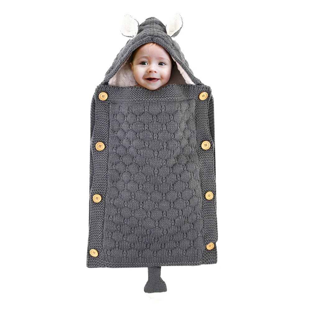 Imcute/Модное детское одеяло для новорожденных; сезон весна-осень; вязаное крючком зимнее теплое Пеленальное Одеяло; спальные мешки - Цвет: Темно-серый