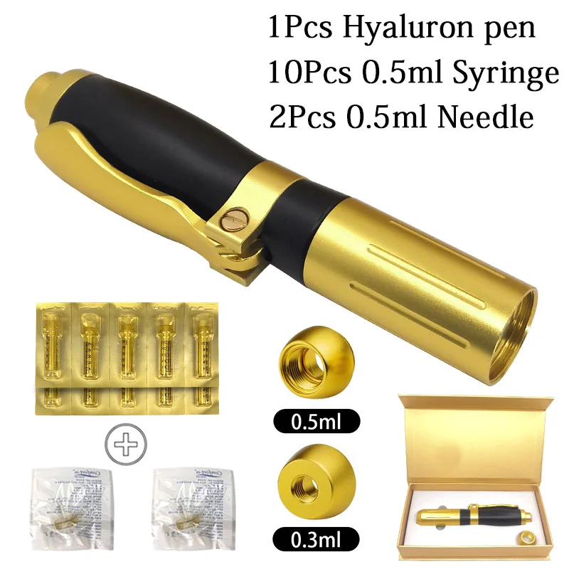 pen and ampoule 2 в 1 гиалуроновая ручка с двумя головками 0,3 мл и 0,5 мл гиалуроническая ручка с гиалуроновой кислотой наполнитель для губ Мезотерапия пистолет без иглы Распылитель ручка - Номер модели: pen and ampoule