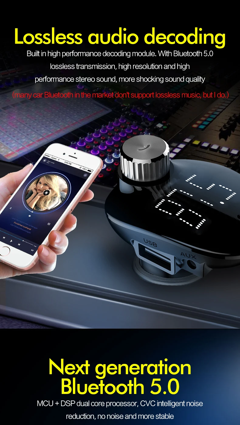 ROCK 3.4A Dual USB Автомобильное зарядное устройство для iPhone мобильный телефон с fm-передатчиком Bluetooth приемник громкой связи аудио MP3 плеер TF карта
