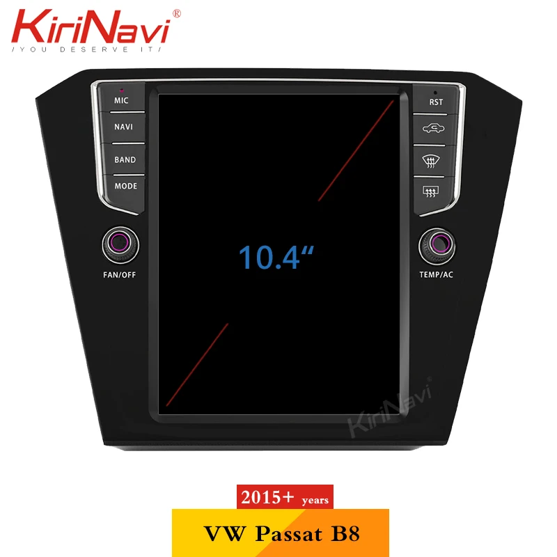 KiriNavi вертикальный экран Tesla style 10,4 ”1 Din Android 8,1 автомобильный Dvd мультимедийный плеер для VW Passat B8 автомобильный Радио gps навигация