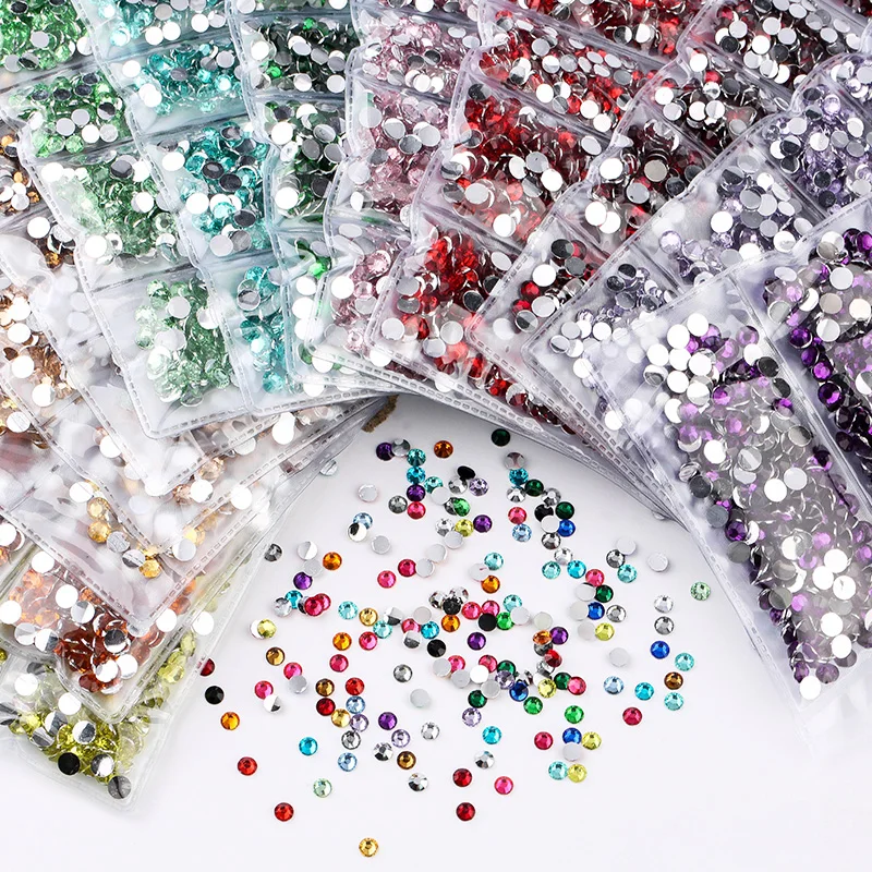 혼합 멀티 사이즈 3-5mm 2000 개/가방 수지 Rhinestones 다채로운 비 핫픽스 Flatback 네일 Rhinestoens 옷 3D 아트 장식