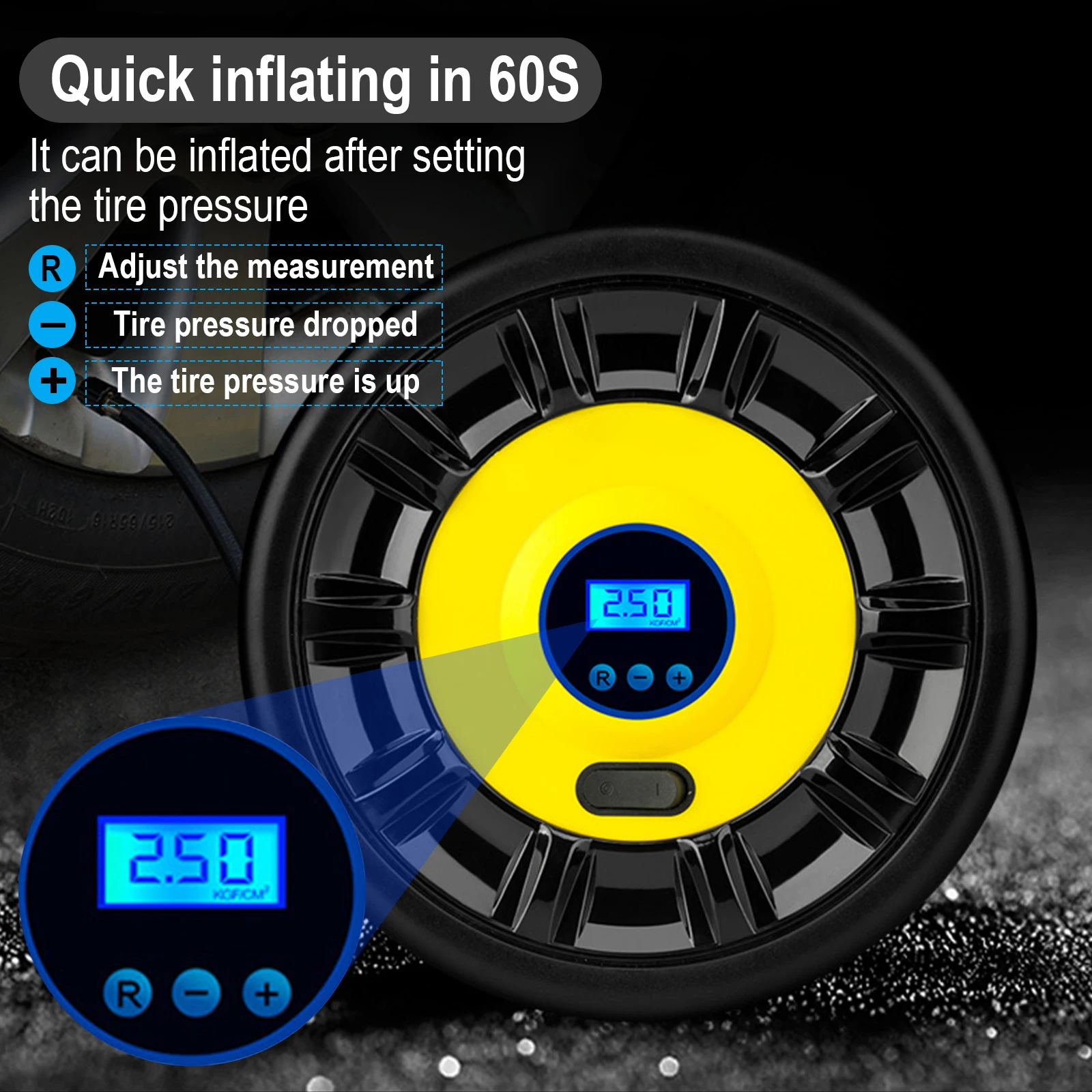 Compresseur Air Portable 160PSI - Gonflage Pneus Voiture Moto Vélo