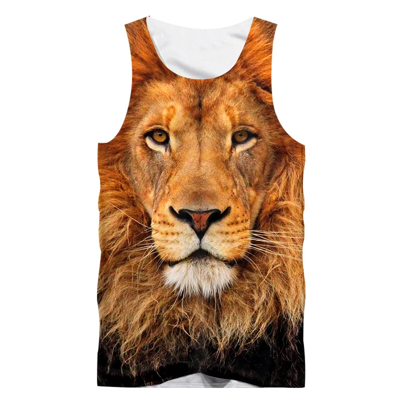 

IFPD EU Size Tank Top Homme Hot Gyms 3D Sleeveless Shirt Animal Printed Lion Summer Casual Plus Size Male Summer Fitness Vest