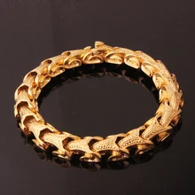 Подарки распродажа крутой золотой тон Дракон из нержавеющей стали зерна мужские браслеты для мужчин Панк Рок Киль мужские браслеты и браслеты ювелирные изделия