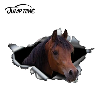 

Jump Time 13cm x 8.3cm chestnut Arabian horse sticker Torn Metal Decal Wild Animal Funny Stickers Window Bumper 3D Car Styling