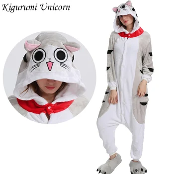 

Kigurumi Unicorn Pajamas Adult Animal cat stitch Onesie Women Men Couple Winter tiger Pajamas Suit Sleepwear Flannel kids