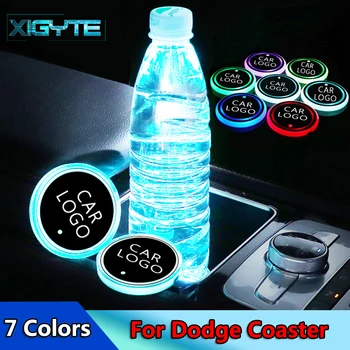 

2X New Car Styling Logo Light LED Cup Drink Holder Anti Slip For Dodge caliber ram 1500 caravan charger grand Lamp Accessories