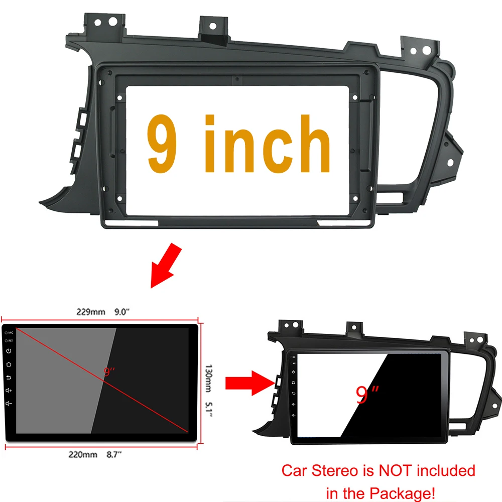 9 дюймов Автомобильная Радио Fascia KIA K5 Optima 2011- для установки автомобильной панели обрезки арматуры Facia панель адаптеров комплект CD Лицевая панель DVD рамка