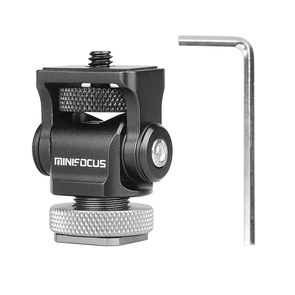 

MINIFOCUS Vlog 180 Degree Tilt Arm Monitor Holder Mini Hot Shoe Stand Monitor Mount Base Adapter 1/4'' Screw for DSLR Camera Mic