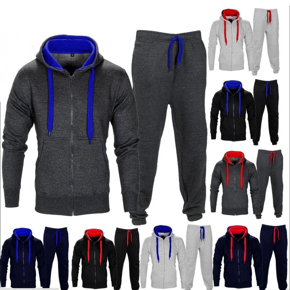 2PCS Hooded Winter Tracksuits Men Set Warm Vest Hoodies Pants Suit Zipper Sportswear Set Mens Jogger Hoodie Sporting Suits 2PCS Hooded Winter Tracksuits Men Set Warm Vest Hoodies Pants Suit Zipper Sportswear Set Mens Jogger Hoodie Sporting Suits