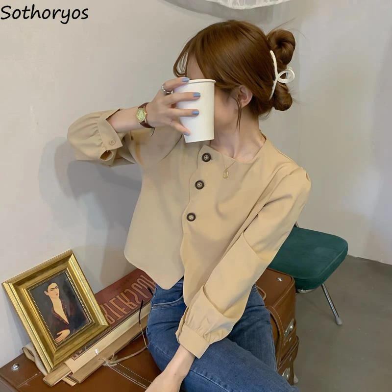 

Elegant Fashion Long Sleeve Shirts Women Autumn Irregular Cropped Popular Outerwear Female Stylish Chic Designed Streetwear New