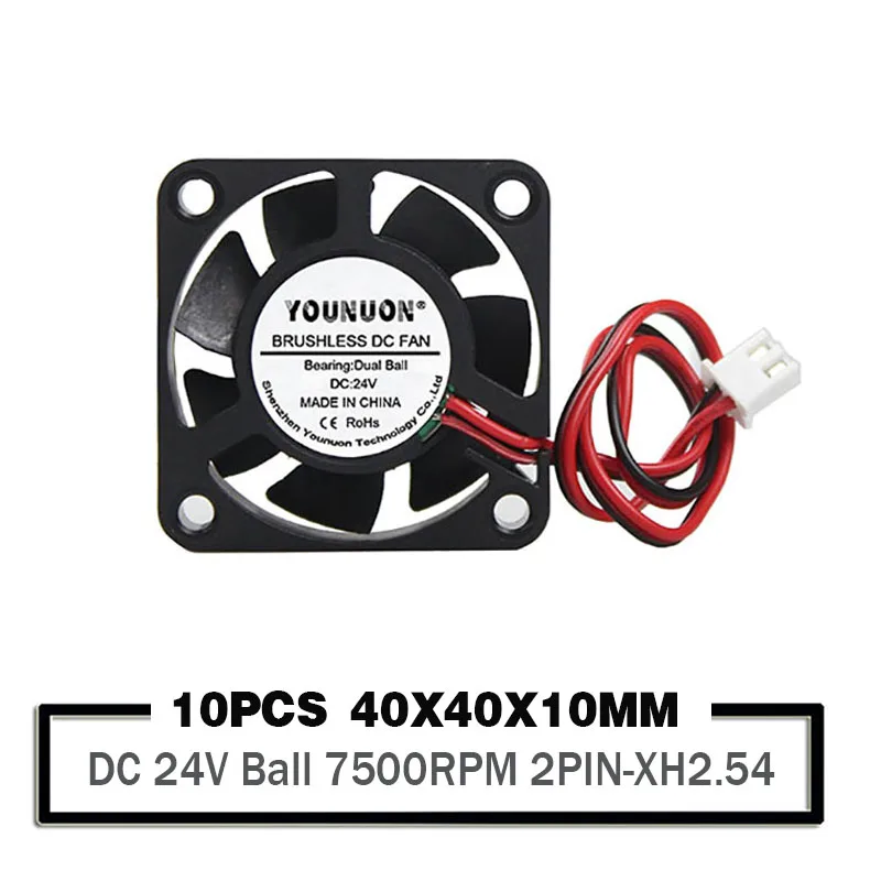 

10 Pieces YOUNUON 40mm 3D Printer Fan Dual Ball 24V 4010 Printer Cooling Accessories DC Fan Radial Fans 40x40x10mm