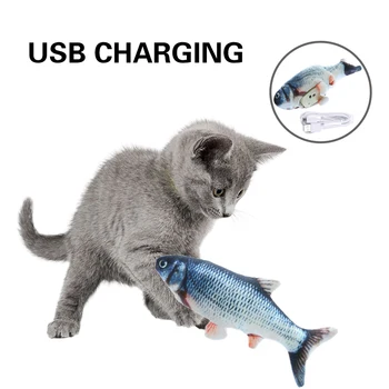 

USB Electric Charging Simulation Fish Toys 3D Fish Cat Toy Interactive Gifts Fish Catnip Toys Stuffed Pillow Doll Fish Toy