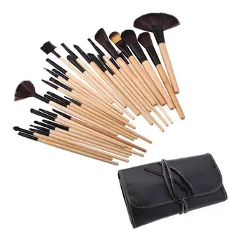 

Professional 32pcs Bamboo Make Up Brushes Set Wood Cosmetic Eyebrow Shadow Makeup Brush Tool Set Kit Bag Dropshipping HOT