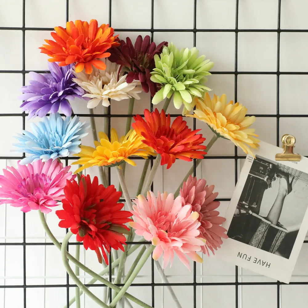 

Colorful Gerbera Daisy Leaves Bundle, African Chrysanthemum Bundle for Home, Wedding, DIY Party Decoration, 23 Colors, 55cm
