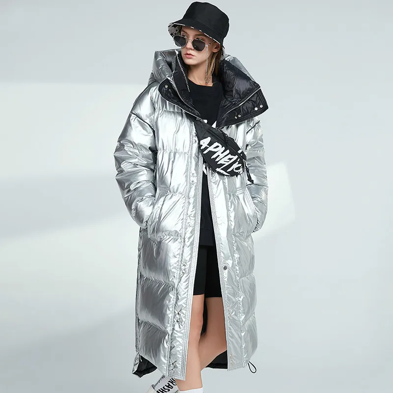 

Women's Down Jacket Hooded Thick Winter Coat Men Clothing 2020 Korean Warm Long Duck Down Jackets Fashion Outwear 9047
