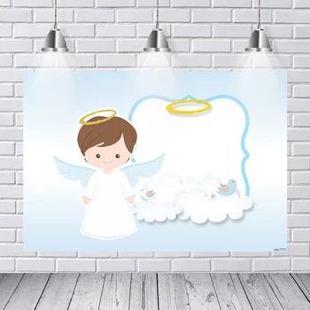 

White Angel Clouds Photography Backgrounds Baby Shower Newborn Baptism Birthday Party Backdrop for Photo Studio 7x5ft