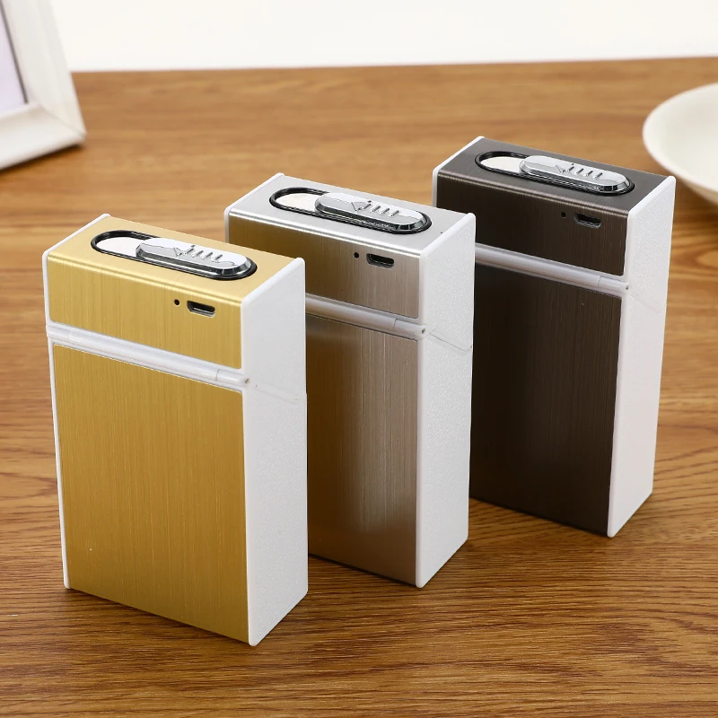 Портативный Автоматический чехол для электронной сигареты с USB 2 в 1 перезаряжаемый цинковый сплав ветрозащитные электрические зажигалки для сигарет