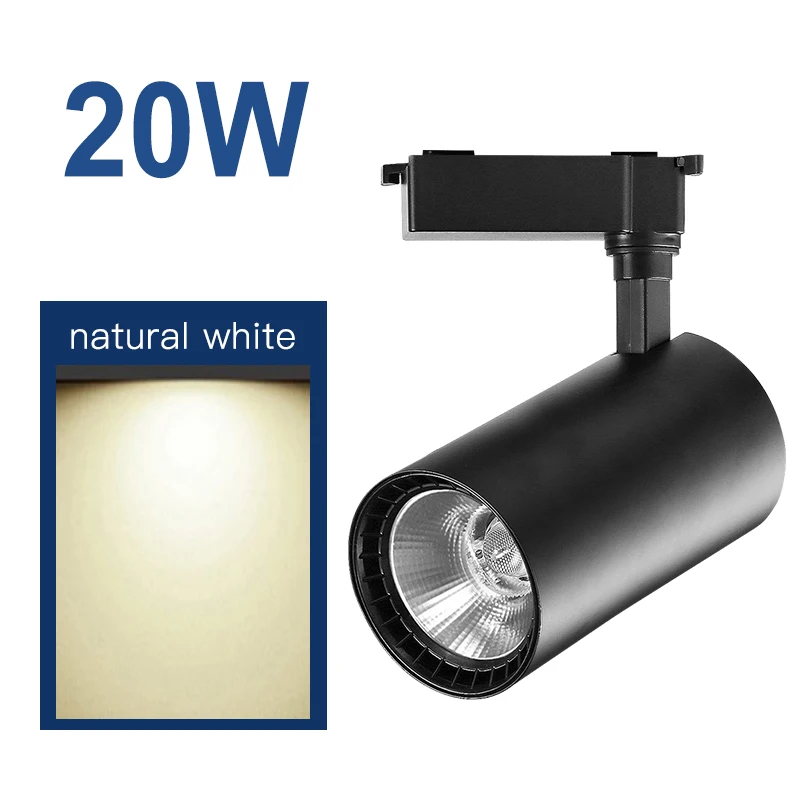 20W Natural White Новые светодиодные трековые светильники 12 Вт, 20 Вт, 30 Вт, 40 Вт, 220 В, трековые лампы, освещение, алюминиевые потолочные рельсовые Прожекторы для магазина одежды, дома, 3 цвета - Испускаемый цвет: 20W Natural White
