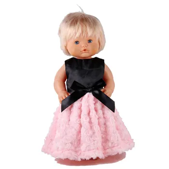 

41cm Nenuco Doll Clothes Nenuco Ropa y su Hermanita Black Bow Pink Fowers Deluxe Dress For 16 inch Nenucos Doll