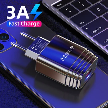 

USLION 3A Quick Charger 3.0 USB Charger for iPhone 11 Pro Samsung Huawei P20 Tablet QC 3.0 Fast Wall Charger US EU Plug Adapter
