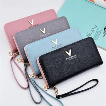 

2020 Leather Women's clutch Leisure Purse Wallets Hasp Lady Moneybags Woman Envelope Wallet Money Cards ID Holder Bags Purses