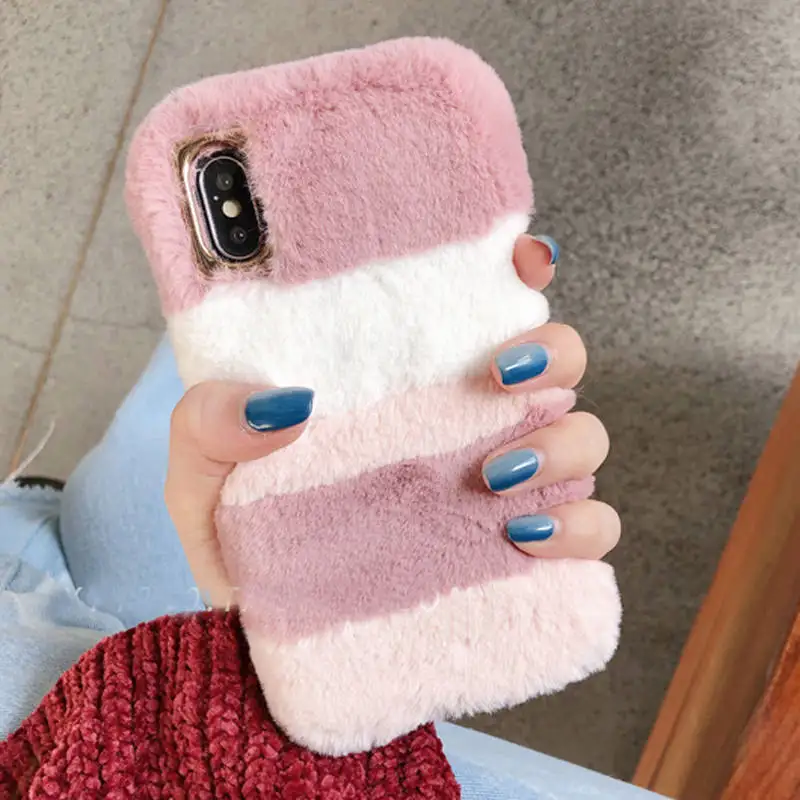 LLZ.COQUE милый меховой плюшевый Алмазный чехол для телефона для IPhone 11 Pro XS Max XR X 6 6S Plus 5 5S SE 7 8 Plus теплый меховой чехол Coque Capa