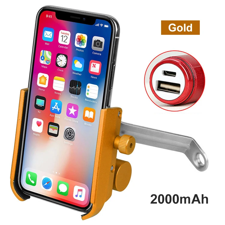 B Gold 2000mAh PCycling велосипедный держатель для телефона с зарядным устройством 2 в 1 плоскогубцы для 6,5 дюймов мобильного телефона с поворотом на 360 ° - Цвет: B Gold 2000mAh
